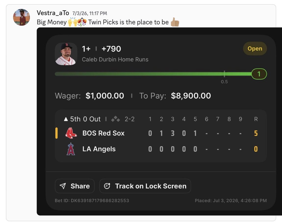 Real member post from the Twin Picks Discord